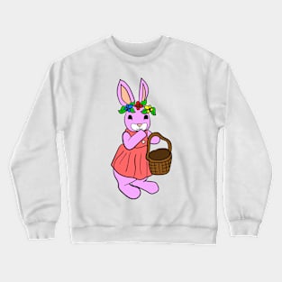 Easter bunny girl with an empty Easter basket Crewneck Sweatshirt